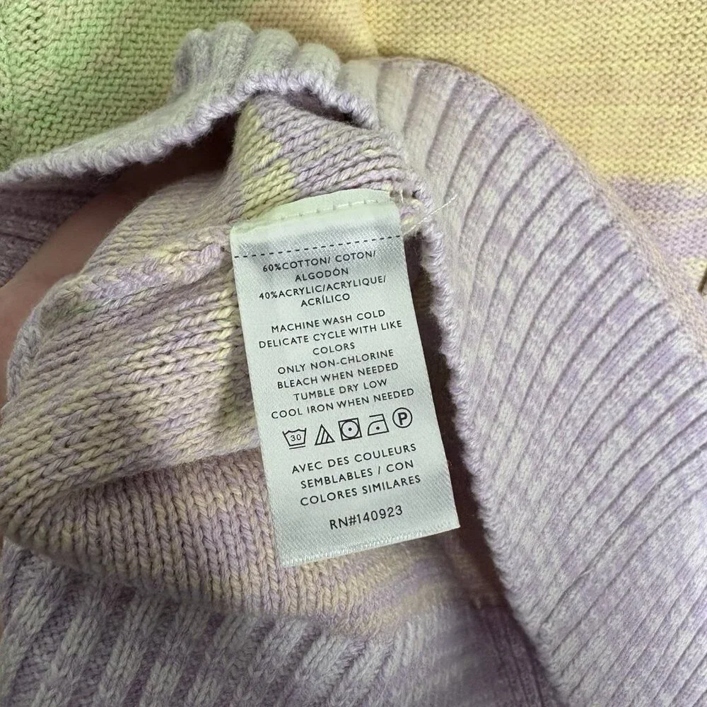 LOFT Women L Knit Pastel Stripe Ombre Elbow Sleeve Crew Neck Sweater NWT